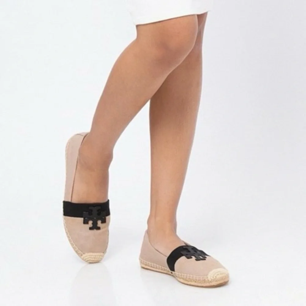 TORY BURCH WESTON ESPADRILLES Beige and Black Flats 6.5